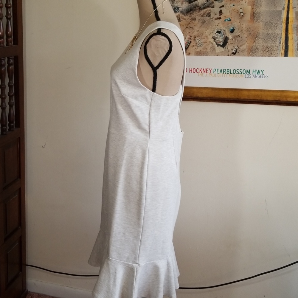 Banana Republic Peplum Sleeveless Fit & Flare Grey Dress. Size 10P - Picture 6 of 10